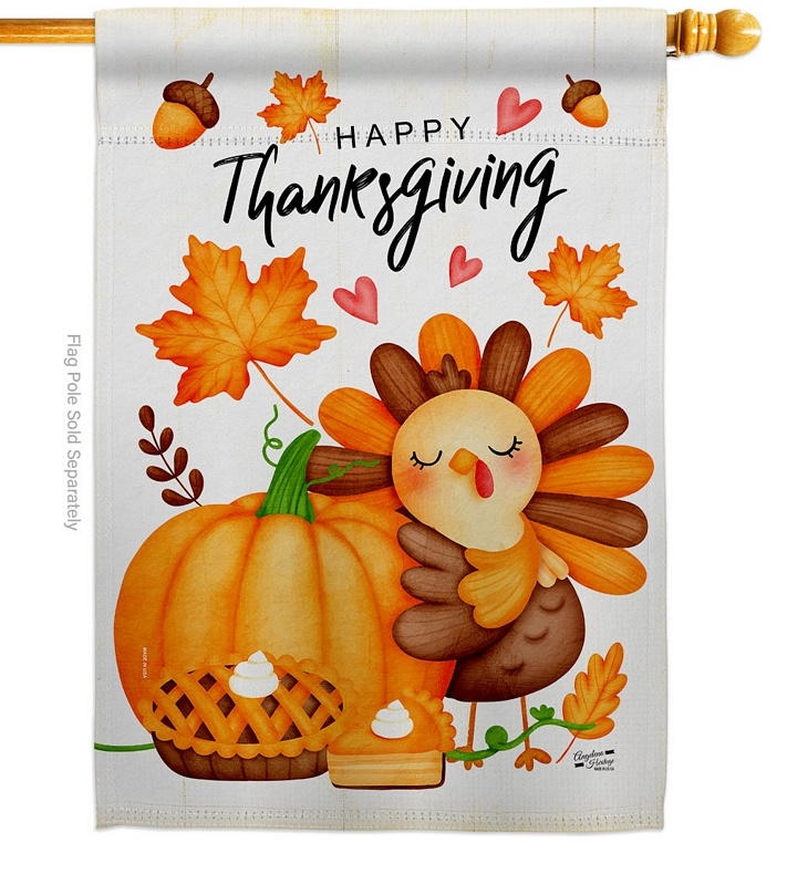 Happy Cute Turkey House Flag