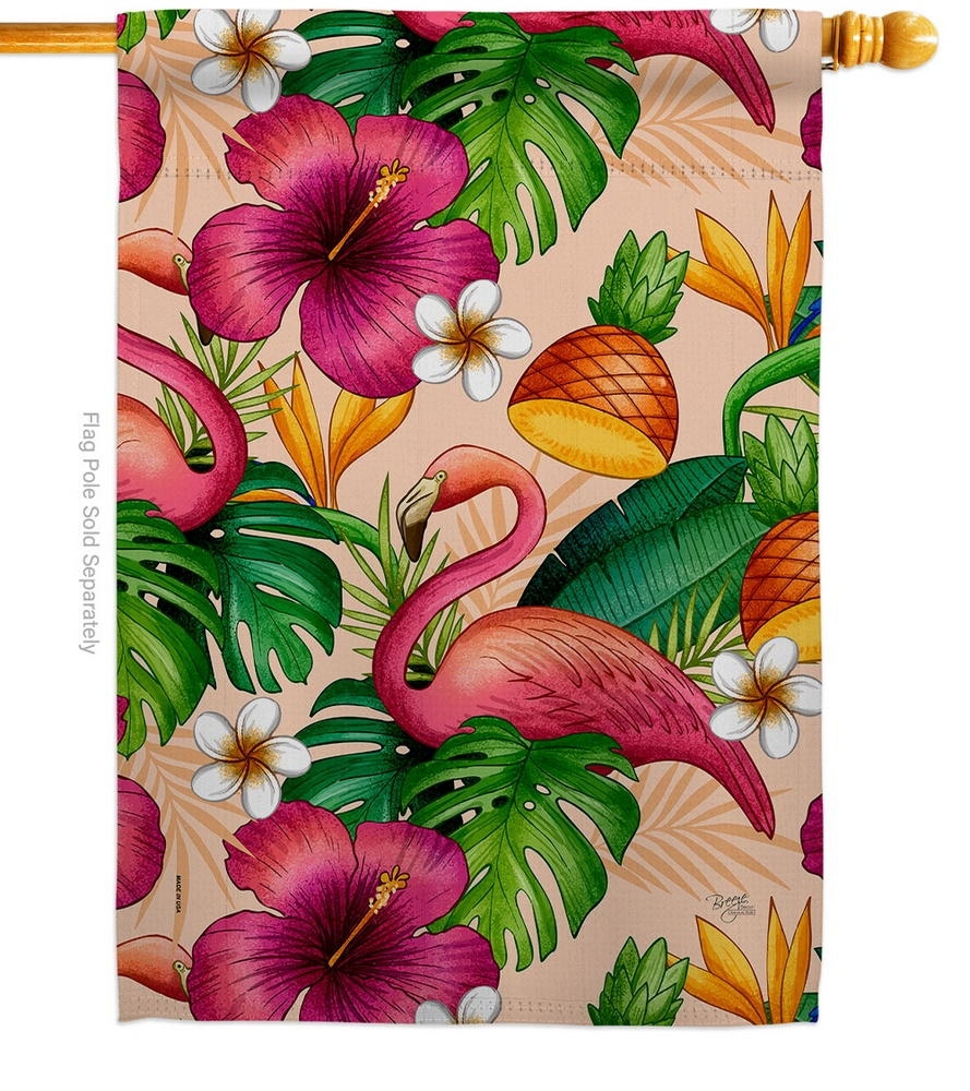 Tropical Flamingo Fun House Flag