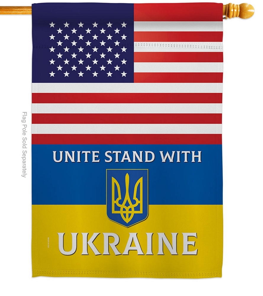US Stand With Ukraine House Flag