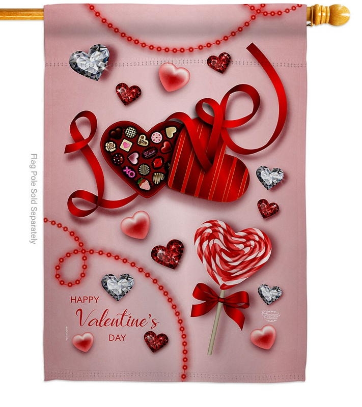 Sweet Love Valentine House Flag