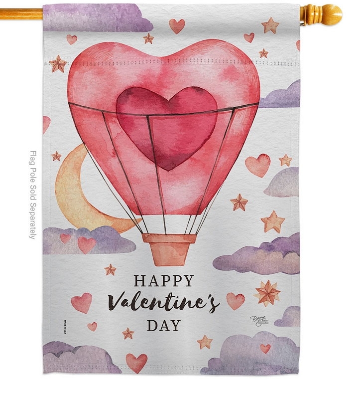 Valentine\'s Day Balloon House Flag