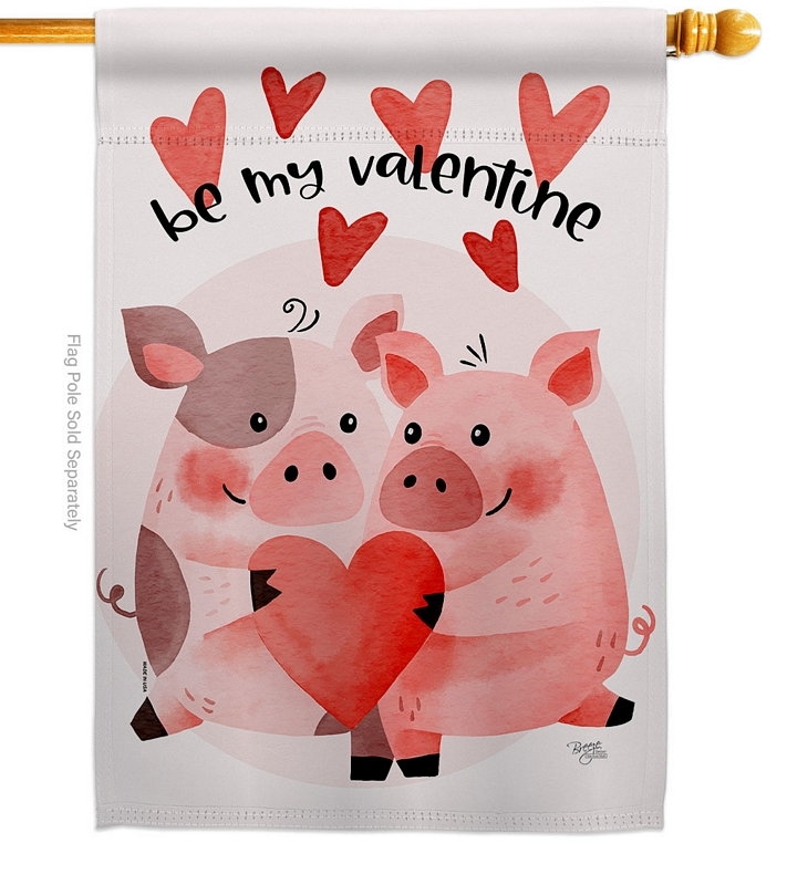 Valentines Piggy House Flag