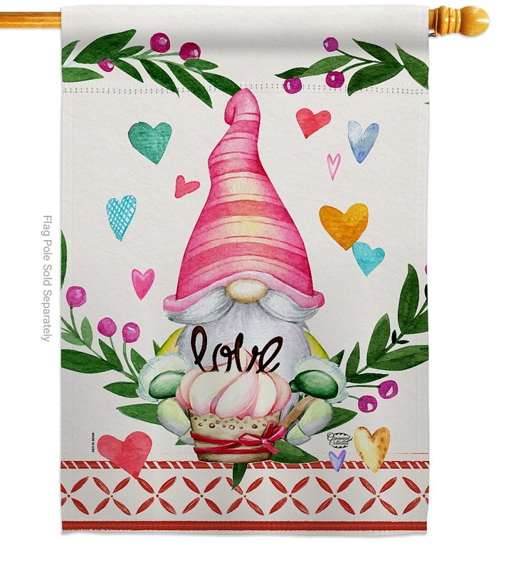 Gnome Give Love House Flag