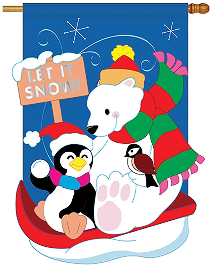 Snow Fun Applique House Flag