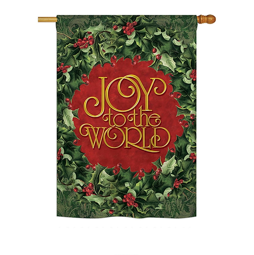 Joy To The World Wreath House Flag