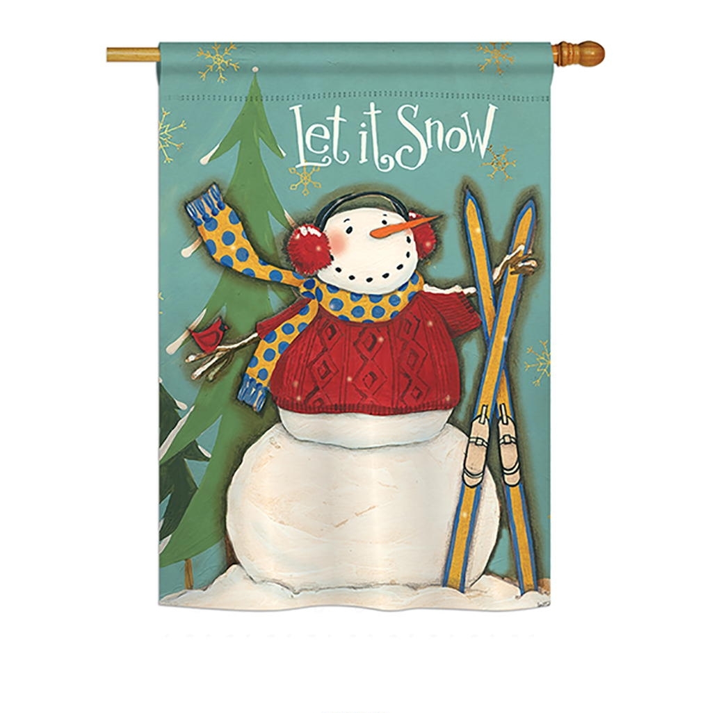 Let It Snow Snowman House Flag