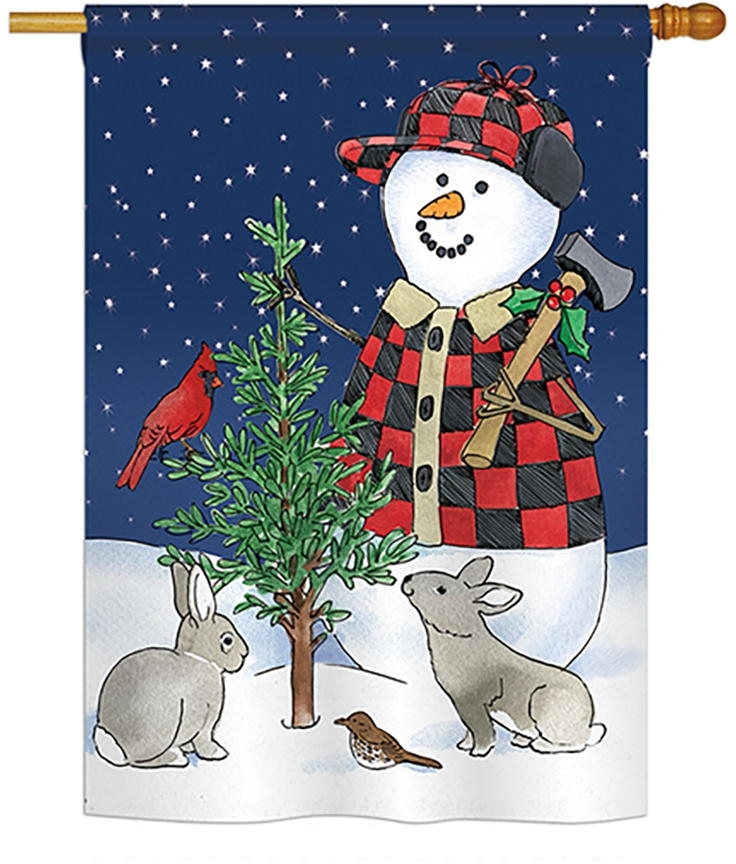 Lumberjack Snowmen House Flag