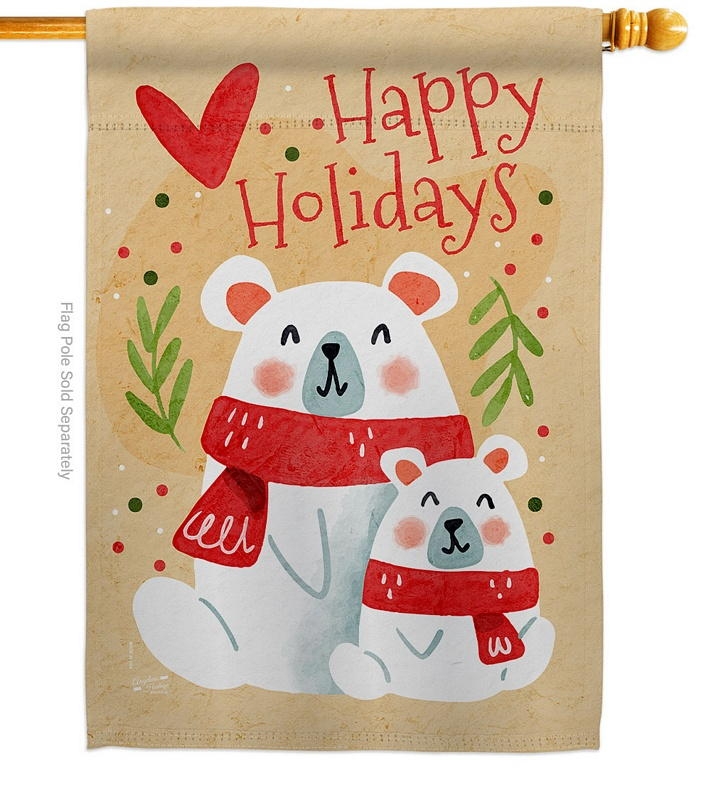 Beary Happy Holiday House Flag