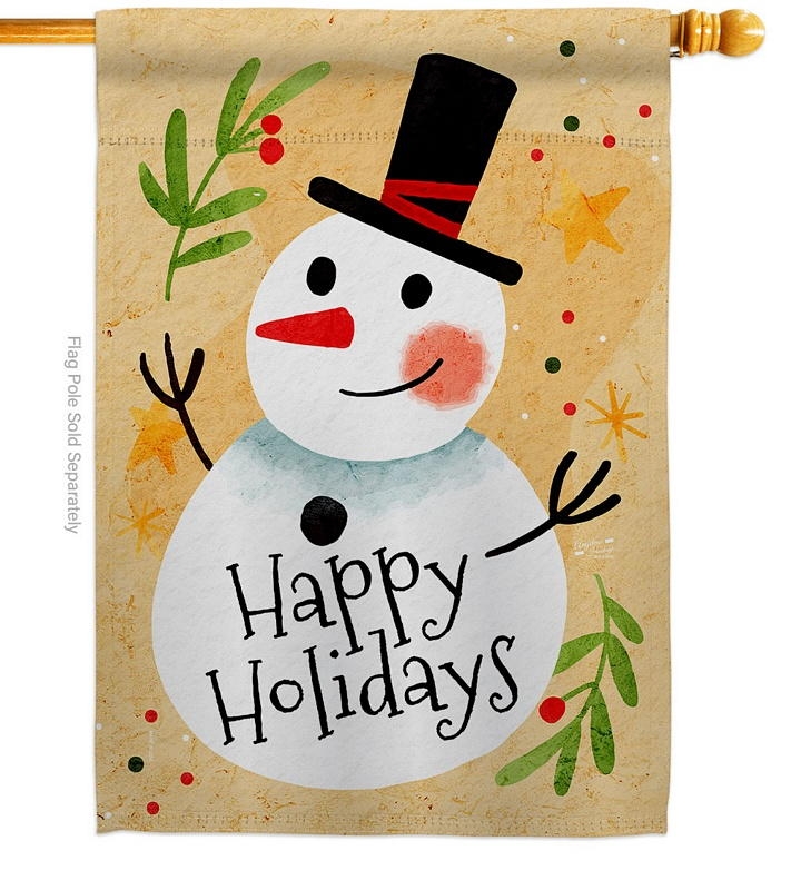 Happy Snowman House Flag