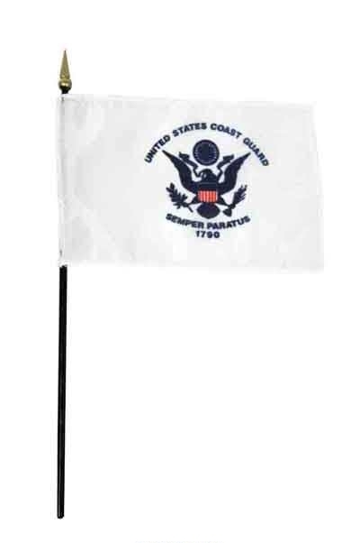 US Made Coast Guard Miniature Flags On Stick 12 x 18 10pcs