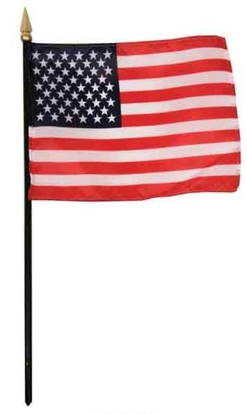 US Made US Stick Poly Gloss Flag 4" x 6" 10pcs