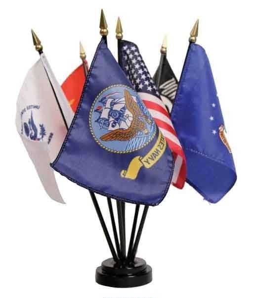 US Made Coast Guard Miniature Flags On Stick 4" x 6" 10pcs