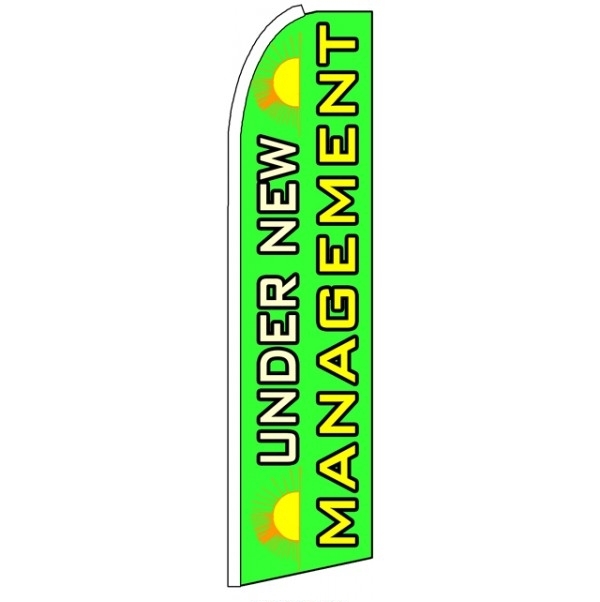 Under New Management Green Feather Flag 3\' x 11.5\'