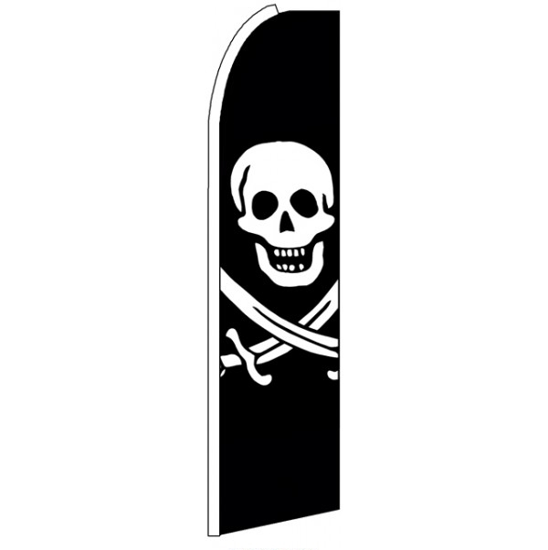 Pirate Black & White Feather Flag 3\' x 11.5\'