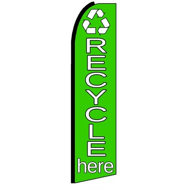 Recycle Here Green Feather Flag 3\' x 11.5\'