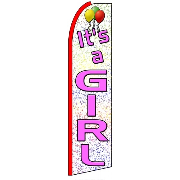 It\'s A Girl Feather Flag 3\' x 11.5\'