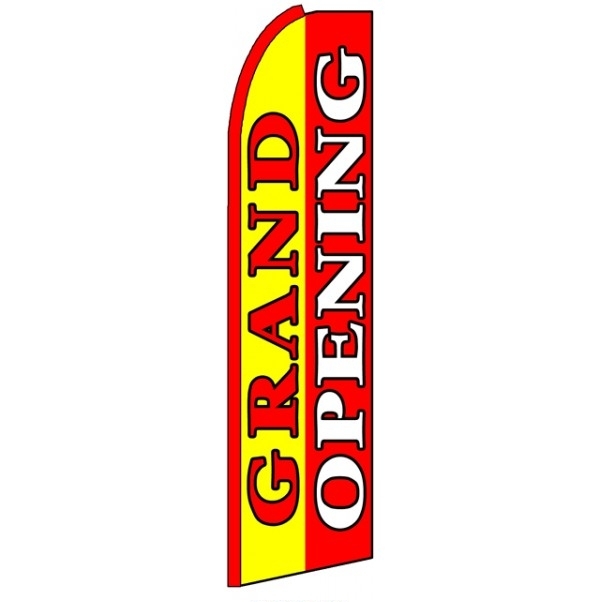 Grand Opening (Red, Yellow) Feather Flag 3' x 11.5'