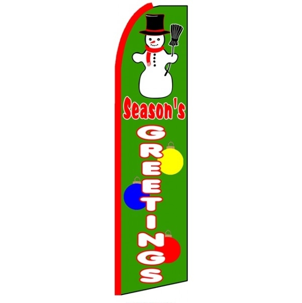 Season\'s Greetings Feather Flag 3\' x 11.5\'