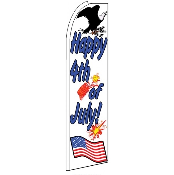Happy 4th of July Feather Flag 3' x 11.5'