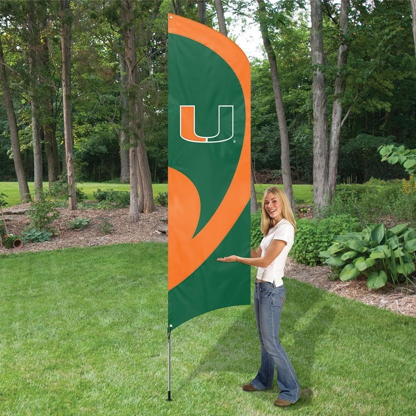 Miami Hurricanes Tall Team Flag 8.5\' x 2.5\'