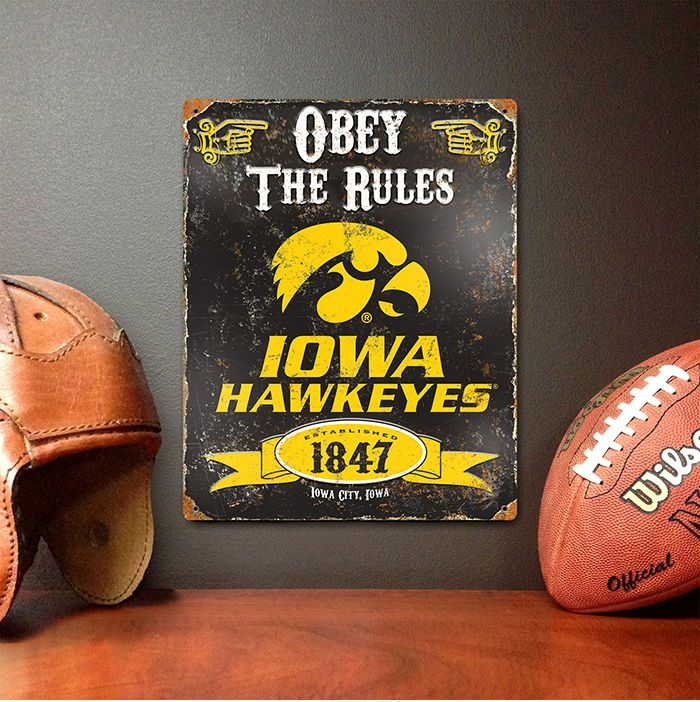 Iowa Hawkeyes Embossed Metal Sign