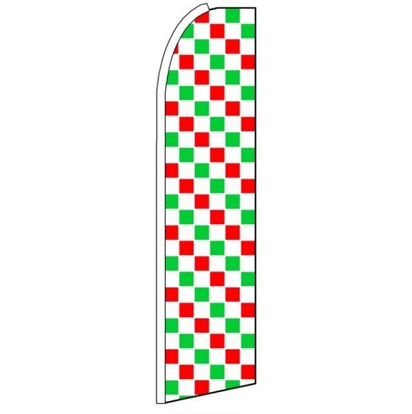 Red, White, Green Checkers Feather Flag 3\' x 11.5\'
