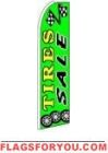 Tire Sale (Sideways, Green) Feather Flag 2.5' x 11.5'