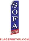 Sofa Sale (Blue & Red) Feather Flag 2.5' x 11.5'
