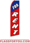 For Rent (Red Sleeve) Feather Flag 2.5' x 11.5'