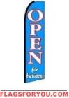 Open For Business Feather Flag 2.5' x 11.5'