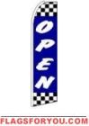Open (Checkered, Blue & White) Feather Flag 2.5' x 11.5'