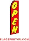 Open (Yellow and Red, Black Sleeve) Feather Flag 2.5' x 11.5'