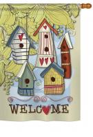 Birdhouse Village House Flag