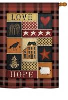 Primitive Collage Love Hope House Flag