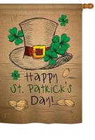 St Pat\'s Hat Burlap House Flag