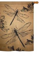 Dragonfly Burlap House Flag