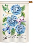 Life is Beautiful Hydrangeas House Flag