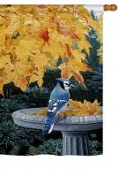 Autumn Birdbath House Flag