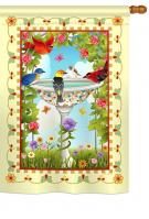 Bathing Birds Ivory House Flag