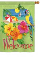 Tropical Welcome House Flag