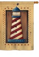 Patriotic Lighthouse House Flag