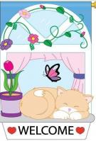 Welcome Kitty Garden Flag