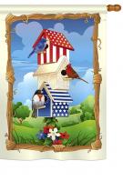 Star Spangled Birdhouse House Flag