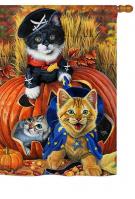 Halloween Kittens House Flag