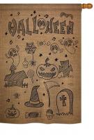 Halloween Doodles House Flag