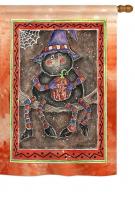 Spider Holding Pumpkin House Flag