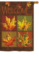 Fall Leaves Collage House Flag