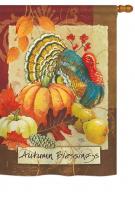 Autumn Blessings Turkey House Flag