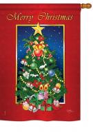 Merry Christmas Tree House Flag