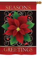 Seasons Greetings Poinsettia House Flag